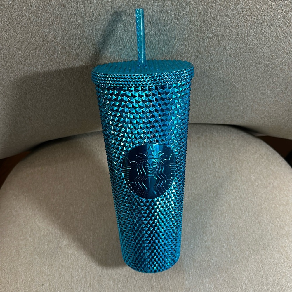 Starbucks 2023  - Studded Blue Chrome 24 oz Venti Tumbler Cold Cup